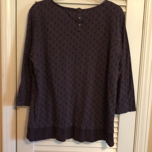 Fat Face Women’s Top Dark Plum color Black design 3/4 Sleeve Size 14 Boho - Picture 6 of 10